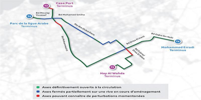 Casablanca Tramway: last straight line for routes 3 and 4