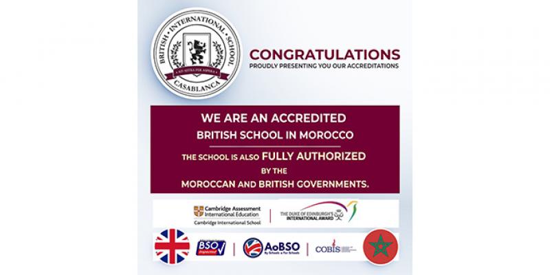 La British International School of Casablanca, accréditée Ecole Britannique au Maroc